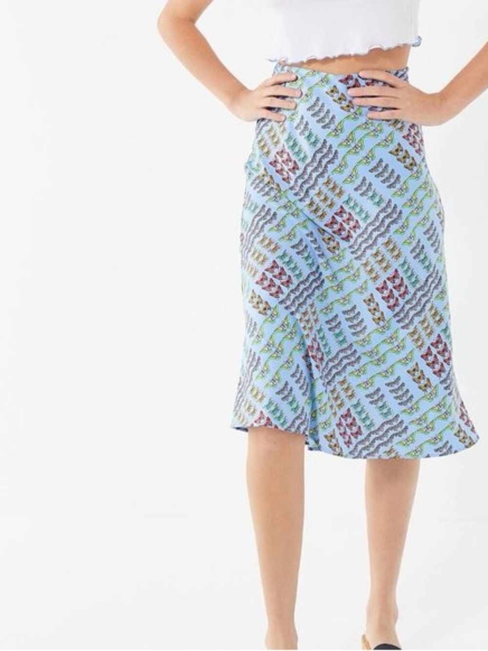 Urban outfitters Blue butterfly Printed Midi Skirt